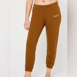 Spiritual Gangster Love Script Brown Sweatpants